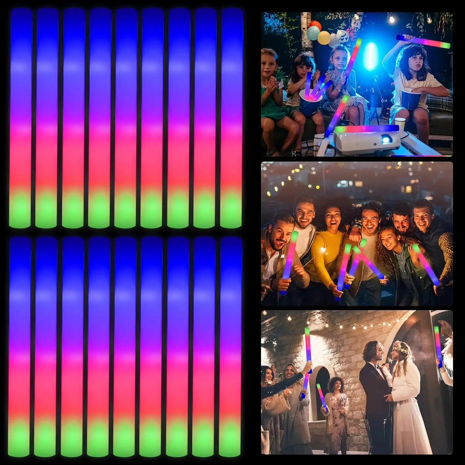 Flashing Led Foam Sticks Party - 1Z-50 шт. светодиодных пенопластовых светящихся палочек