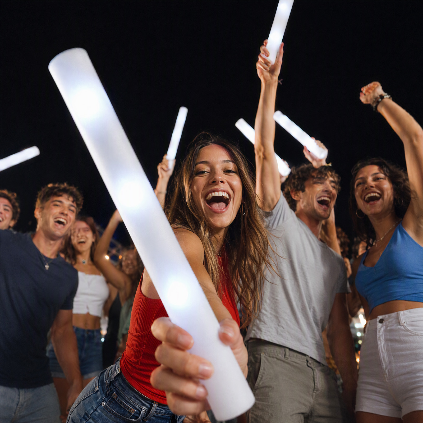 Flashing Led Foam Sticks Party - Многоразовые белые светодиодные палочки из пеноматериала,